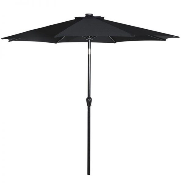 Outfit parasol med LED-lys sort, Ø3 m