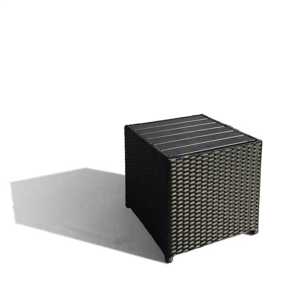 Lille bord til solvogn - 4-line i sort i polyrattan - 40x40 cm