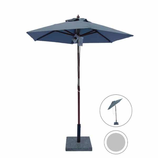 Venedig parasol - 1,8 meter - grå - inkl. gråt parasol cover