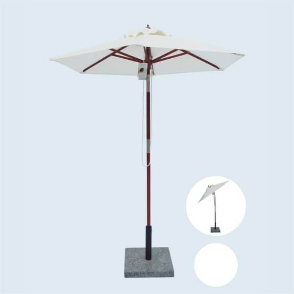 Venedig parasol - 1,8 meter - natur inkl. gråt parasol cover