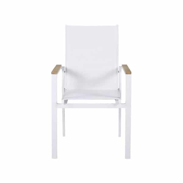 VENTURE DESIGN Texas havestol, m. armlæn - natur teaktræ, hvid textilene og aluminium