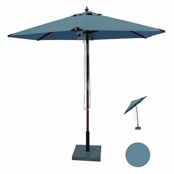 Geneve parasol - 2,5 meter - grå - inkl. rund parasolfod i grå 50 kg.