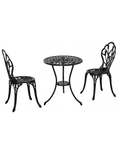 Bistrosæt med 2 stole og 1 bord i aluminium - Antik sort