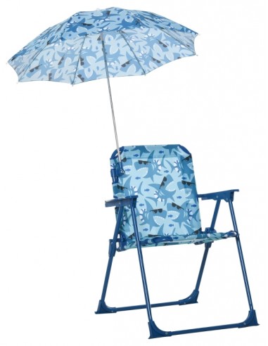 Havestol med parasol til børn H52 cm - Blå