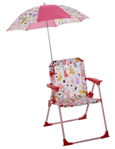 Havestol med parasol til børn H52 cm - Rosa