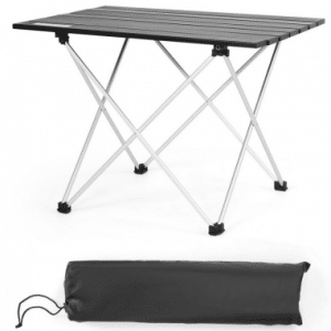 Sammenklappeligt campingbord i aluminium 56 x 41 cm - Stålgrå/Sort