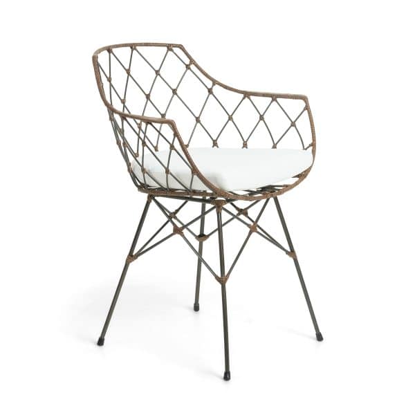 LAFORMA Energi lænestol - natur rattan og metal, inkl. hvid hynde, m. armlæn