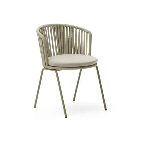 LAFORMA Saconca udendørs stol med snor og stål. med beige malet finish