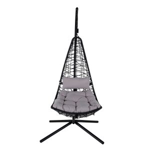 VENTURE DESIGN Edinburgh hængestol, m. hynde - grå polyester, sort polyrattan og aluminium