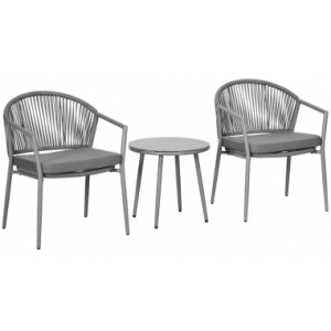 Bistrosæt med 2 stole og 1 bord i stål og polyester - Grå