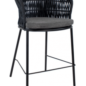 Kyra bar havestol i metal og reb H92 cm - Sort/Mørkegrå