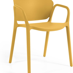 Ania, Udendørs spisebordsstol, gul, plast