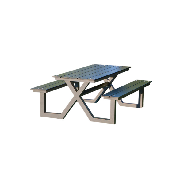 Børne bord-/bænksæt HORTUS X-model sort plywood og antracit stel - 801-090