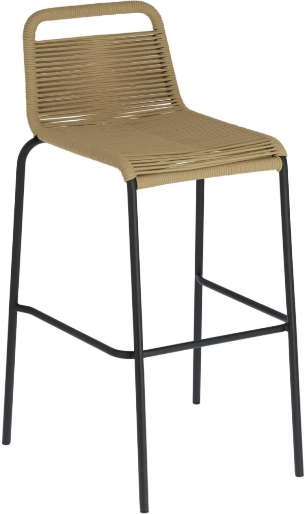Lambton, Udendørs barstol, beige/sort, H100x53x53 cm, reb