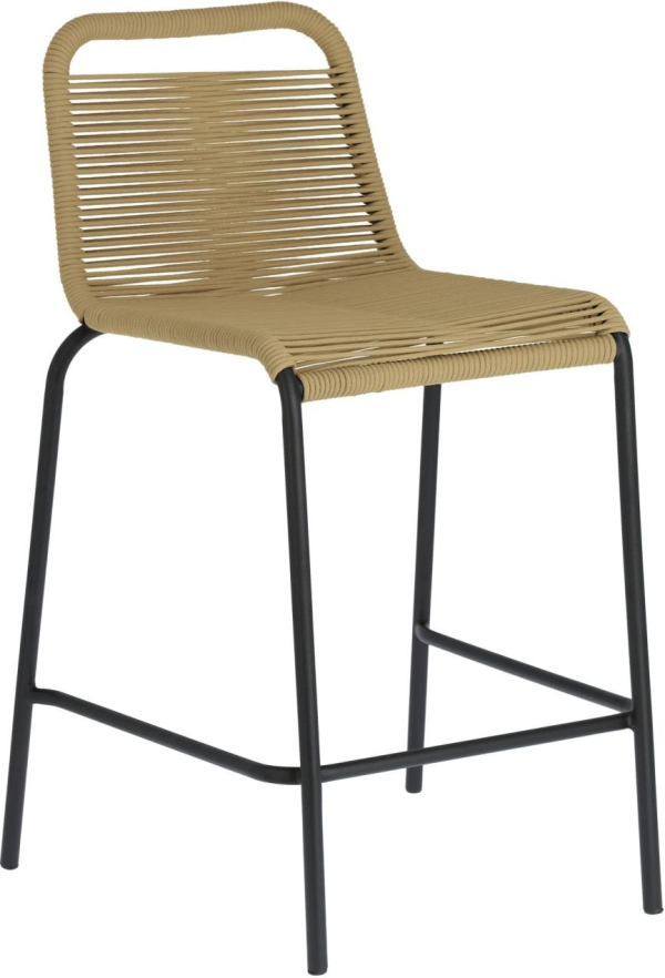 Lambton, Udendørs barstol, beige/sort, H88x48x55 cm, reb