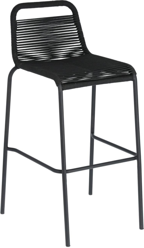 Lambton, Udendørs barstol, sort, H100x53x53 cm, reb