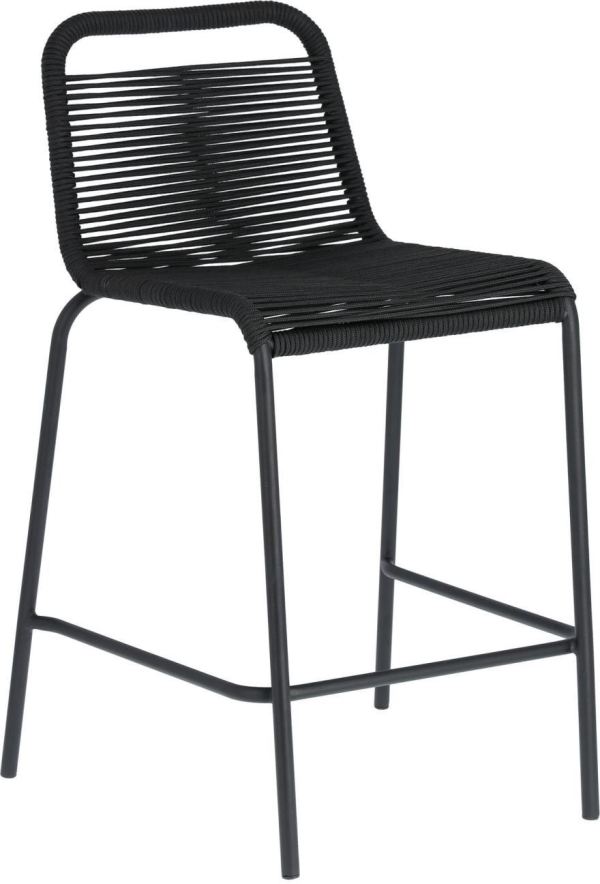 Lambton, Udendørs barstol, sort, H88x48x55 cm, reb