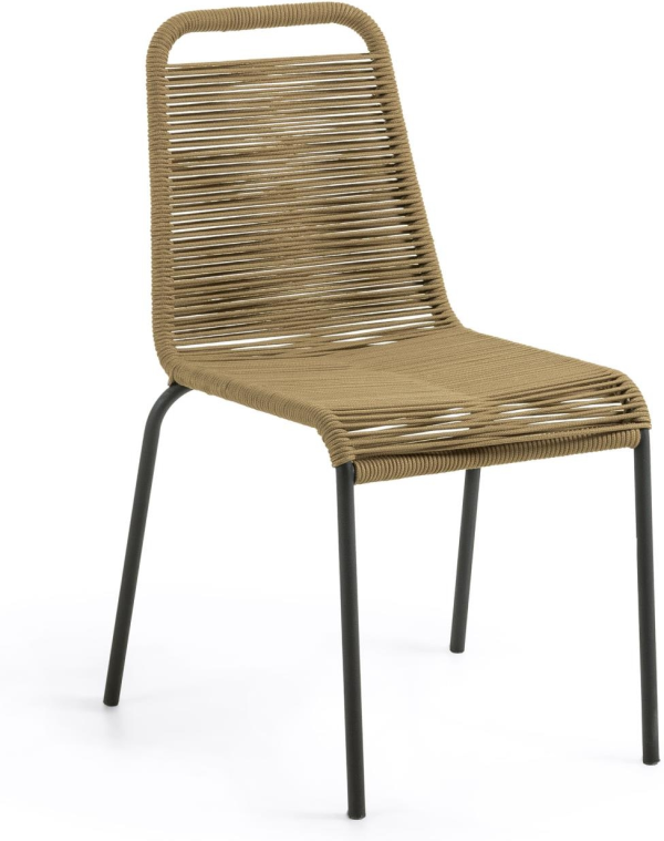 Lambton, Udendørs spisebordsstol, brun/sort, reb