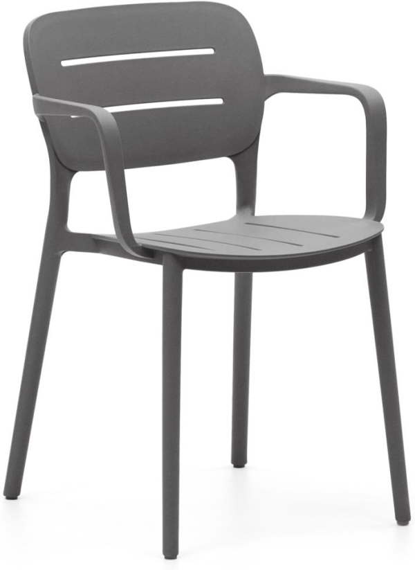 Morella, Udendørs spisebordsstol, grå, plast