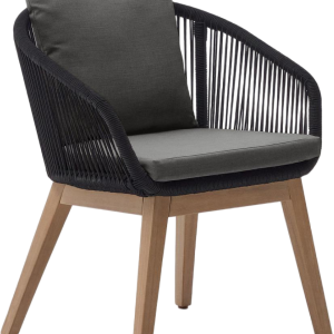 Portalo, Udendørs spisebordsstol, brun/sort, akacietræ