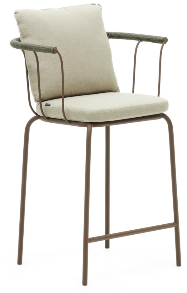 Salguer, Udendørs barstol, brun/beige/grøn, metal