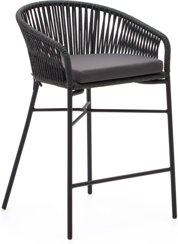 Yanet, Udendørs barstol, sort, H85x55x50 cm