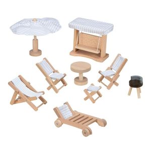 Goki Wooden Doll Furniture Garden Furniture 9 pieces.