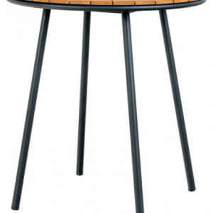 CLEVE Rundt cafébord i metal og teaktræ H74 x Ø70 cm - Sort/Teak