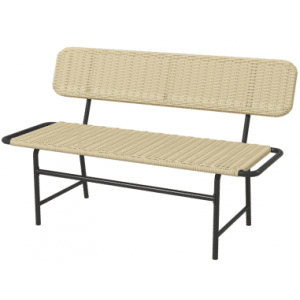 Havebænk i stål og polyrattan B132 cm - Sort/Khaki