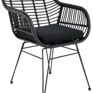 TRIESTE Havestol i metal og polyrattan H82 cm - Sort/Sort