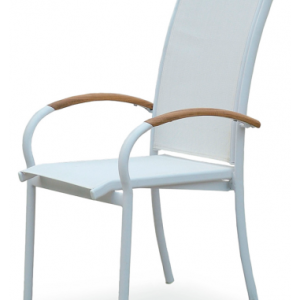Hillerstorp havestol i aluminium og textilene H102 cm - Hvid/Teak