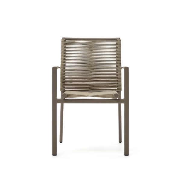 KAVE HOME Culip havestol, m. armlæn - beige reb og brun aluminium
