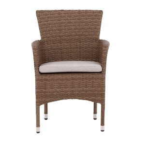 VENTURE DESIGN Malina havestol, m. armlæn og stofhynde - natur polyrattan og beige aluminium
