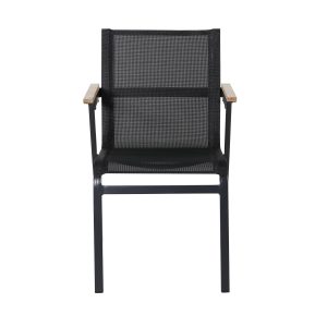 VENTURE DESIGN Mexico havestol, m. armlæn - natur teaktræ, sort textilene og aluminium