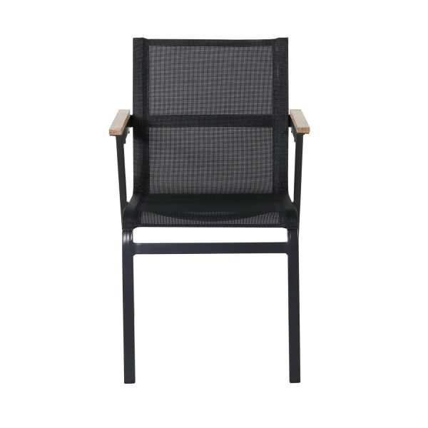 VENTURE DESIGN Mexico havestol, m. armlæn - natur teaktræ, sort textilene og aluminium