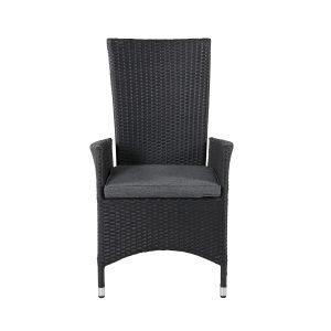 VENTURE DESIGN Padova recliner havestol, m. armlæn og hynde - grå polyester og sort polyrattan