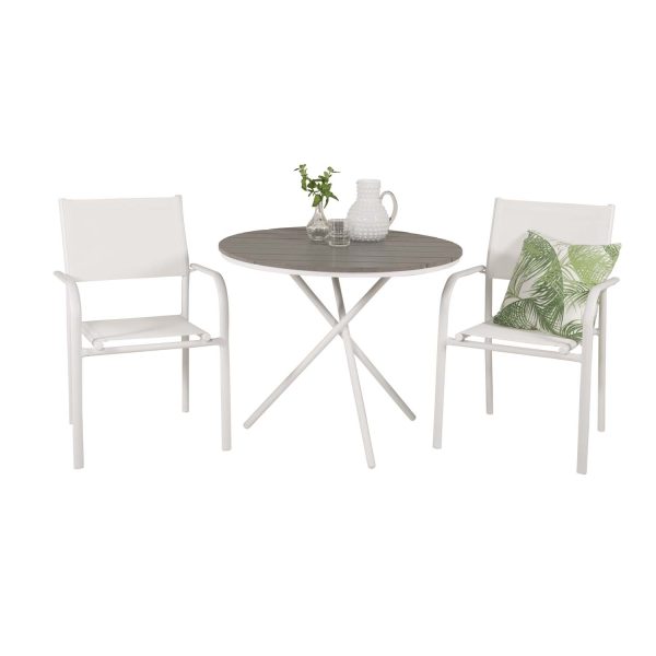 VENTURE DESIGN Santorini havestol m. armlæn - hvid stof og aluminium