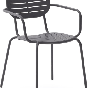 Brai, Udendørs spisebordsstol med armlæn - Mørkegrå (56x60,5x81 cm.)