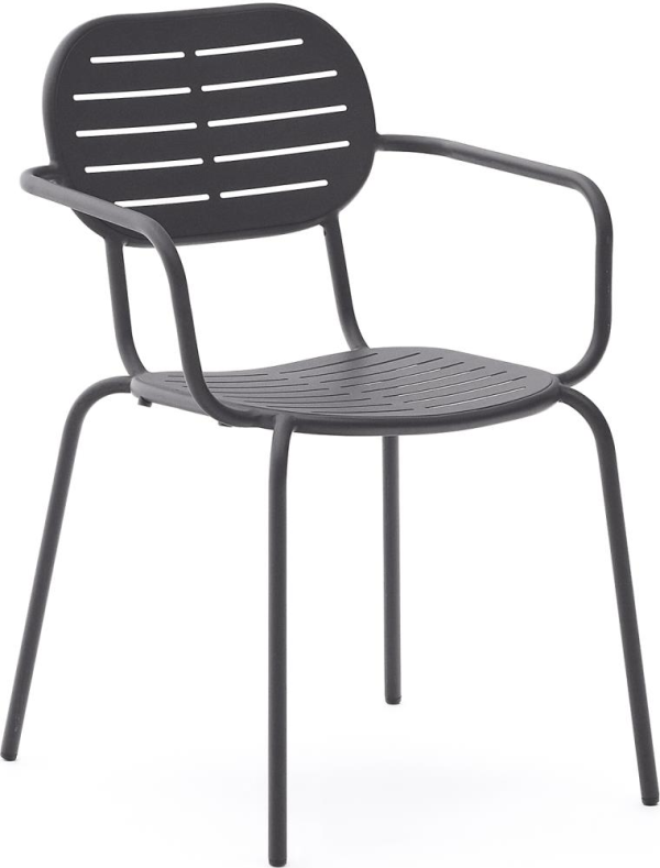Brai, Udendørs spisebordsstol med armlæn - Mørkegrå (56x60,5x81 cm.)