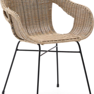 Eltiera, Udendørs spisebordsstol med armlæn - Lysebrun (56x58x76 cm)