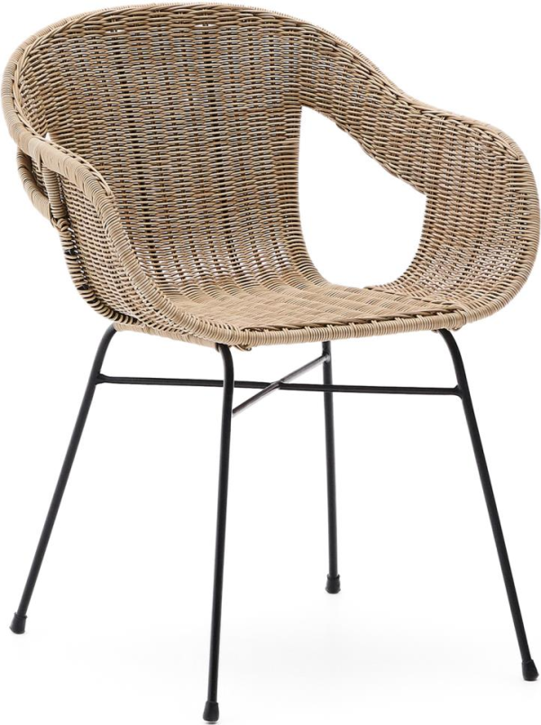 Eltiera, Udendørs spisebordsstol med armlæn - Lysebrun (56x58x76 cm)