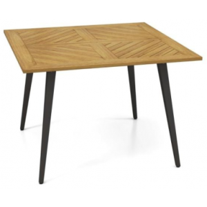 Havebord i metal og akacietræ 107 x 107 cm - Sort/Natur
