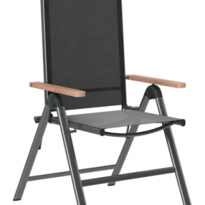 Havestol i aluminium og tekstil H108 cm - Grå/Sort
