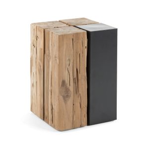 KAVE HOME Ognak sidebord - natur teaktræ og metal, kvadratisk (29x29)