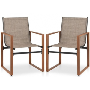 Sæt med 2 x spisebordsstole i metal og polyester H86 cm - Brun