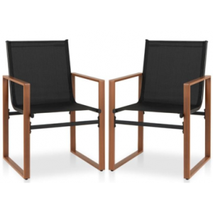 Sæt med 2 x spisebordsstole i metal og polyester H86 cm - Brun/Sort