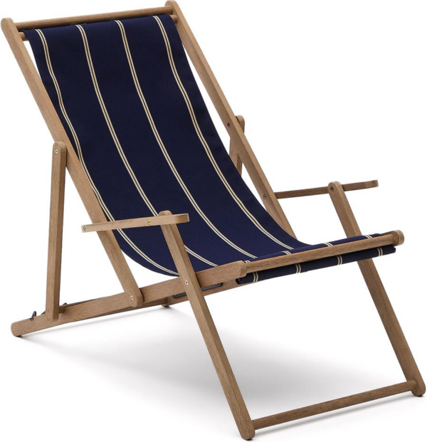 Foldbar hængekøjestol Kave Home Vilara akacietræ mørkeblå vandafvisende polyester UV-resistent