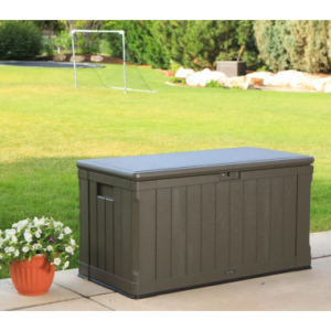 LIFETIME Hyndeboks i kunststof 440 liter H67,2 x B127,9 x D64 cm - Brun