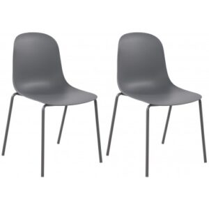 Sæt med 2 x havestole i metal og polycarbonat H85 cm - Mørkegrå
