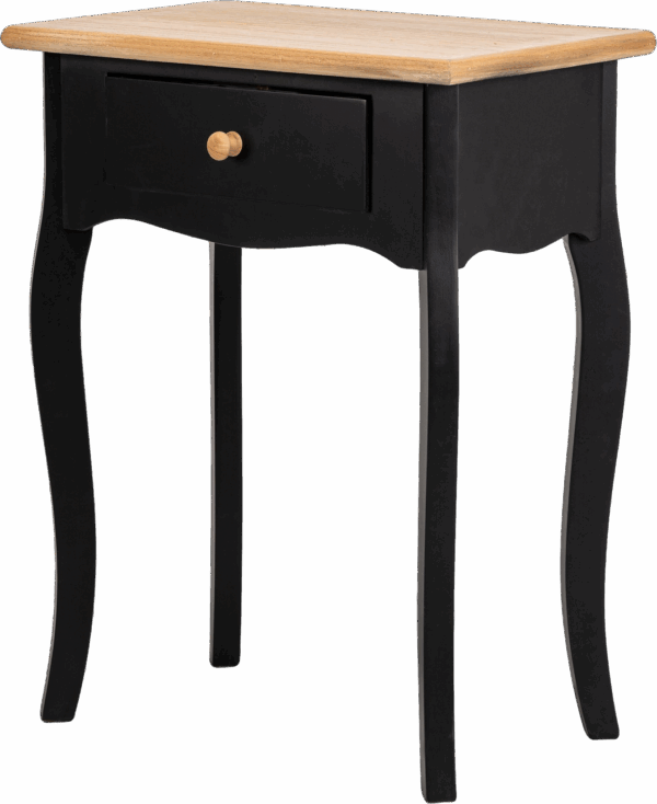 Udendørs sidebord Nordlys Furniture Montaigne i sortmalet træ med naturask-top